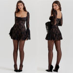 House Of CB  XS Taller 'Analissa'‎ Black Lace Corset Dress NWOT Photo 2