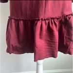 Banana Republic  Dress woman's Petite Burgundy Long Sleeve Ruffle Hem Dress Photo 3