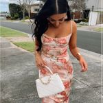 House Of CB  L D-DD‎ Josefina Pink Peony Print Satin Maxi Dress NWOT Photo 10