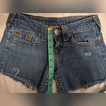 True Religion  Distressed Skinny Jean Shorts Made In USA Womens 26 Medium Wash Photo 7