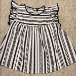 3X black and white flowy top ruffle short sleeves keyhole neck Photo 0