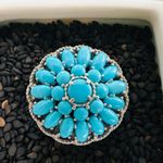 Sunburst Round Turquoise .925 Sterling Silver Statement Ring Size 6 HSN Jay King Photo 2
