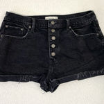 Abercrombie & Fitch High Rise Mom Denim Jean Shorts Distressed Black size 12/31 Photo 0