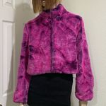 Bebe Dyed Blue Fuchsia Pink Faux Fur Trendy K-POP Women’s Coat Jacket Size S Photo 2