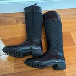 Tory Burch  Black Two Tone Mixed Media Leather Riding Boots Equestrian size 5.5 M Photo 6