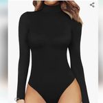 Women's mock turtle neck long sleeve bodysuit jumpsuit size large black … Photo 0