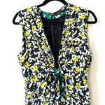 Proenza Schouler  Floral Knot Black Yellow Side Slits Midi Dress Size 6 Photo 5