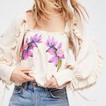 Free People Floral Top With Ruffled Sleeves Photo 0