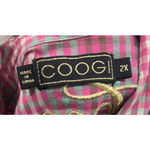 COOGI  Y2K Grunge Plaid BUTTON DOWN Logo SHIRT Pink Roll Tab LARGE Photo 6