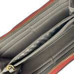 Karl Lagerfeld  Paris Red Saffiano Leather Zip-around Cards Wallet Purse Wristlet Photo 3