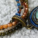 Multistrand Beaded Necklace Center Dangle Earth Tones Photo 1