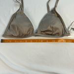 Good American NWT sz 2 M Mink Tan Shine Perfect Fit Triangle Bikini Top Strappy Photo 3