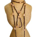 Pink & Brown Beaded Long Layered Necklaces Photo 0