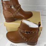 Michael Kors Luggage Multi Kincaid Ankle Boot Leather Studded Logo Photo 1