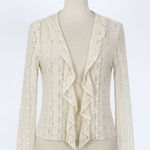 J Jill Lace Cardigan Womens L‎ Ivory Sheer Ruffle Romantic Boho Cottagecore Size L Photo 0