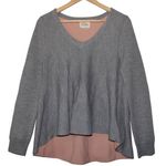 Womens Atelier Camille Gray Pink Pullover Long Sleeve V Photo 0