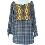 Ivy Jane  Black and‎ White Plaid Yellow Red Embroidery Tunic Sz M Photo 1