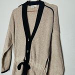 WHITE + WARREN Almond Black Merino Wool Button Belted Oversized Cardigan Size M Gray Size M Photo 5