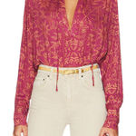 Free People  Mia Long Sleeve Tunic Blouse in Rouge Combo Photo 0