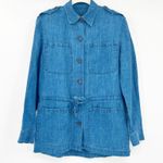 Lauren Ralph‎ Lauren Womens Vintage Beachy 100% Linen Chambray Button Up Shirt S Blue Photo 0