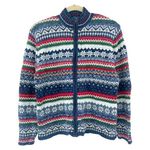 Tiara International Tiara Int (M) VINTAGE Y2K Womens Blue Nordic Fair Isle Knit Full Zip Sweater Photo 0