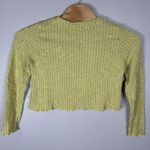 NEW Cut Loose Womens Size Medium Yellow Linen Blend Cropped Sweater Boucle Photo 2