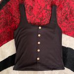 Caution to the Wind Black Button Tank Top Photo 0