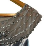 Adrianna Papell  NWT Icy Mint Pleated Satin Gown Size 12 Beaded Neck Formal Dress Photo 9