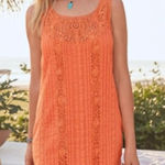 Sundance  Amira Lace Crochet Orange Sundress size M 100% Cotton Knit Lined Photo 0