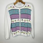 Cottagecore Floral Pastel Cardigan Sz Large Purple Blue Photo 4