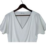 ZARA Textured Detail Keyhole Tie Front Short Sleeve V Neck Crop Top S White Photo 1