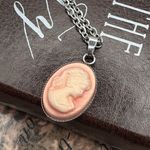 Handmade  Light Pink Cameo Necklace Stainless Steel Chain 18” Vintage Styl Photo 1