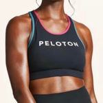 Peloton  Sports Bra Womens S Black Spellout Unpadded High Neck Racerback Active Photo 0