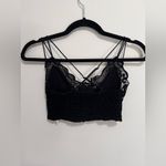 Free People  ONE Black Velvet & Lace Bralette Crop Tank Top Women’s Sz XS EUC Photo 2