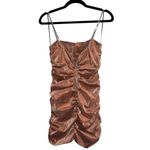 NEW NWT AREA Shirred Mini Dress Nude Gold Size M Photo 7