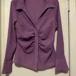 ASOS  DESIGN crinkle textured ruched front shirt purple size 12 Photo 0