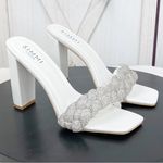 Simmi London Diamanté Rhinestone Block Heel Mule Sandal Bride Shoes White 7 Photo 1