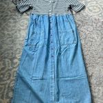 Vintage California Gold Rush Knit Denim Maxi Dress Blue Medium Photo 0