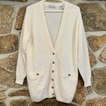 Valerie Stevens Vintage Cream White Button Up Oversized Lambswool Soft Cardigan Sweater Photo 0