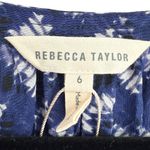 Rebecca Taylor Silk Graphic Print Sleeveless V Neck Fit Flare Dress Blue Size 6 Photo 2