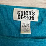 Chico's Vintage Design Teal Long Sleeve Boat Neck Linen Knit Sweater Size Medium Photo 4