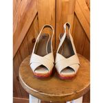 SO  Wedge Sandal With Multi Color Trim & Tan Upper Sz 8M Photo 1