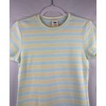 Old Navy Womens Medium Striped T-Shirt 100% Cotton Made In Peru Pastel Yellow & Photo 0