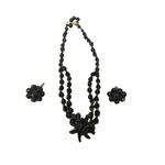 Vintage Estate West Germany Black Beaded Crocker Necklace & Earrings Jewelry Set Photo 0