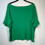 Lauren Ralph Lauren Women's Boat Neck Shirt Green Cotton Cuff Sleeve LRL FLAW 2X Photo 1