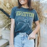 Free People  Black Yellow White Led Zeppelin Fall of Icarus Oversized T-Shirt Photo 1