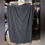 Anne Klein  black stretchy silky smooth skirt with metal logo belt tie NWT Photo 2