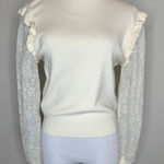 Mint Brand Cream Mock Neck Sweater Lace Sleeves Ruffle Trim Sz Medium Photo 0