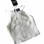 LF new One Way ✌︎︎ Festival Crochet Halter Spaghetti Strap Crop Top ✌︎︎ White Photo 7