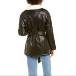 Pascale La Mode faux leather wrap jacket black w/white faux fur lining Size L Size L Photo 1
